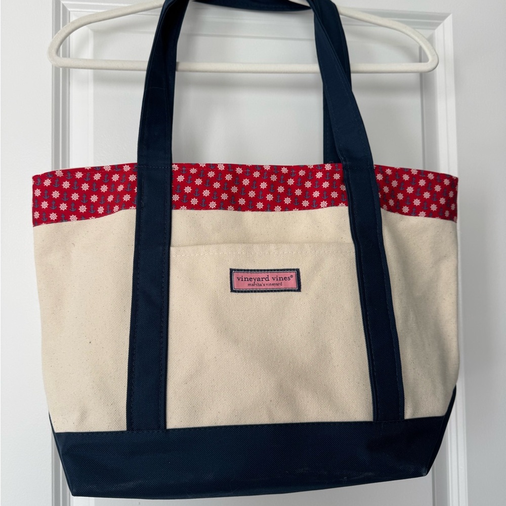 Vineyard Vines Red and Cream Polka Dot Tote